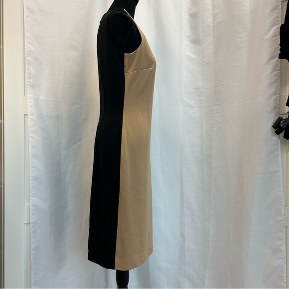 LAUREN Ralph Lauren camel tan brown black sleeveless buckle dress Sz 8 - Picture 3 of 15